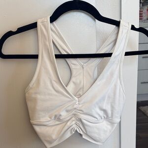 White Ruched Sports Bra